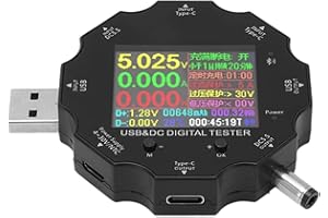 SEAFRONT Woltomierz Cyfrowy USB HD Woltomierz Cyfrowy USB Detektor Napięcia USB Kolorowy Ekran Pilot Multimetr Tester Napięcia Prądu DC3.632V05.1A