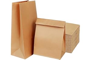 AN HUI MING 100 bolsas de papel 21,5 x 12 x 7 cm, color marrón para alimentos, aperitivos, dulces, cumpleaños, fiestas navideñas y bodas