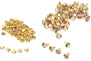 HZTYYIER 50Pcs Studs de diamantes de imitación, remaches de cristal Rhinestone Diamond Spikes Remaches para cuero/cinturón/bolso Decoración de cuero(Oro)