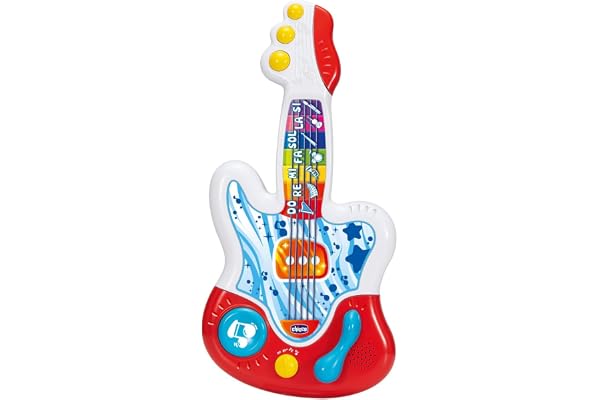 Chicco Mi Primera Guitare électronique, jouet interactif, enseigne à jouer, notes de musique, jouet éducatif avec 3 modes, + 90 sons et mélodies, pour bébés de 9 mois à 4 ans