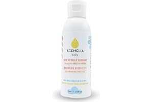 Aceite de Bebé Acemelia - 75ml - Hidratación y Masaje Relajante de Tripita - Para Masajes en la Barriguita que alivian Cólicos, Gases y Estreñimiento - 100% Natural - Producción Artesanal en Galicia