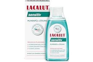 ‎LACALUT Lacalut Sensitiv Mundspül-Lösung 300ml - Medizinisches Mundwasser Antibakteriell Ohne Alkohol - Effektive Schmerzlinderung für schmerzempfindliche Zähne & Zahnfleischentzündungen