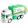 PLUSPOINT Jumbo Garbage Truck for Kids Friction Powered City Service Waste Management Truck Recycling Garbage Truck Pretend Play Educational Toys Push n go Toy Green Vehicle for Kids (Clean up Truck)