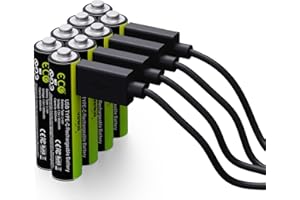 VERICO LoopEnergy AAA 900 Wiederaufladbare USB-C Batterie AAA 1,5V 900mWh (600mAh) Li-Ion, Schnellladung via USB-C Anschluss in ca. 2 Stunden, 8er Pack AAA, 1 Kabel USB - A auf 4 x USB-C