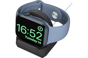 MoKo Charger Stand Compatible with Apple Watch Ultra 2/Ultra/SE/Series 10/9/8/7/6/5/4/3/2/1, Durable Silicone Charging Dock Holder, Support Nightstand Mode for iWatch 49/46/45/44/42/41/40/38mm, Black