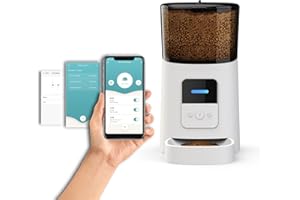 MOMO'S CHOICE Momo’s Choice Distributore automatico Wi-Fi di cibo per cani e gatti, Programmazione orari e dosi dei pasti. Controllo remoto da APP, Avviso voce registrata all’uscita dei croccantini (Bianco)