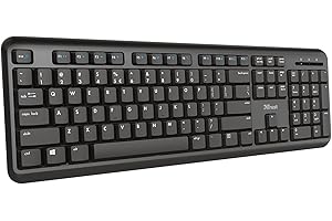 Trust Ymo Wireless Keyboard, QWERTY UK Full-Size Layout, Computer Keyboard with Membrane Silent Keys, Spill-Resistant, USB Receiver, RF 2.4GHz, Compatible with Mac - Black [Amazon Exclusive]