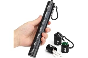 Pillerbox 7 dagars liten aluminium – vattentät och robust pillerbox med 7 avtagbara fack – researrangör för resor, camping, vandring, EDC
