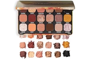 REVOLUTION BEAUTY LONDON Revolution Beauty Forever Flawless paleta cieni do powiek, 18 pigmentowanych matowych i błyszczących kolorów, wegańskie i nieokrutne, brązowe