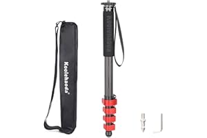 Koolehaoda Monopie de Fibra de Carbono para Cámaras, 44-166cm Monopie Extensible, Tubo de 28mm, Compacto Portátil Monopie para Cámara Canon Nikon Sony DSLR. Carga máxima 10kg - MP285EC