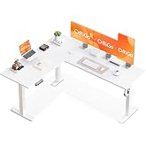 OffiGo L Shaped Standing Desk, 160×120cm Reversible Corner Desk White | Height Adjustable Desk with 3 Memory Presets, Large W