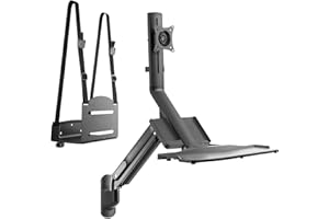 Maclean Estación de Trabajo/Soporte de Pared para Monitor, Teclado y PC con Resorte de Gas MC-838