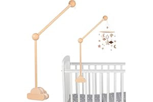 BITOYO Support Mobile Bebe, Support De Mobile En Bois Pour Lit Bébé, Support Réglable et Démontable En Bois pour Lit Bébé, pour Cloche, Carillons, Jouets, Décoration De Chambre