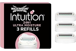 Wilkinson Sword Intuition 2-in-1 Ultra Moisture Women’s Razor Blades, Hair Removal, Touch of Shea Butter, Shavers for Routine Grooming, 3 Refill Pack