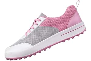 XFQ Women's Golf Shoes, Mesh Lightweight Golf Sneakers Anti-Skid Spikeless Lace-Up Summer Casual Outdoor Trainers