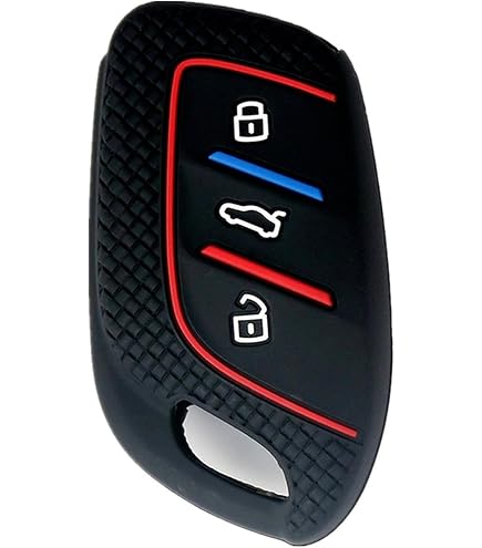 Kwmobile Coque Clé Voiture Silicone 3 Touches – Compatible MG 3 ZS MG4 MG5 MG6 – Noir/Rouge/Bleu – Protection Antichoc