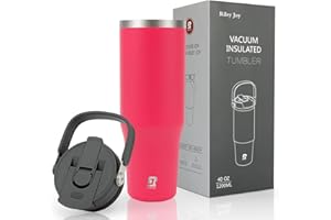 Riley Joy 2.0 Trinkflasche Edelstahl 1.2L Thermobecher mit Strohhalm und Henkel - Spülmaschinenfest - Auslaufsicherer Kaffeebecher to Go