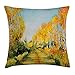 Produktbild VVIANS Landscape Throw Pillow Cushion Cover, Forest Trees and Path in Autumn Artistic Rural Scenery in Watercolors, Decorative Square Accent Pillow Case, 18 X 18 Inches, Baby Blue Yellow Green