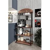 Coffee Time Multi-Purpose Cabinet &ndash; Coffee Corner Design with Madran Walnut Color, Compatible with All Coffee Machines, Shelving and Pulling