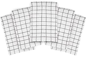 Westlane Linens Premium Cotton Kitchen Towel Set - 40cm x 64cm Tea Towels, Dish Cloth, Soft & Highly Absorbent | Ideal for Drying, Cleaning Catering (Light Grey & White, Pack of 6)