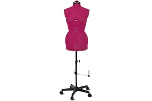 NÄHWELT FLACH Schneiderpuppe Supa Fit Damen Gr. M (42-48) mit Rollen, weiblicher Torso, Büste, verstellbare Drehregler, individuelle Anpassung an Hals, Taille, Brust, Hüfte (pink, M)