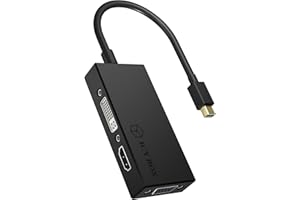 ICY BOX IB-AC1032 Adaptateur 3-en-1 Mini DisplayPort (Plug) pour HDMI (Ultra HD), DVI-D ou VGA (Full HD), Miroir/Expand, Noir