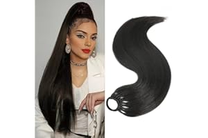 ZPPLD 60 cm Lang Glattes Pferdeschwanz Haarteil Synthetik Haarverlängerung Zopf Haar Extension für Damen Mädchen (Schwarz)