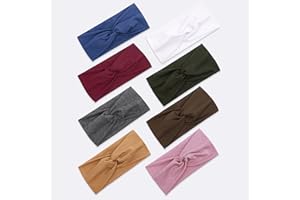 TERSE Stirnbänder Damen Haarreifen Breite Haarbänder Elastische Boho Yoga Twist Haarschmuck Sport Turbane Hairband Mädchen Hair Wrap für Frauen (Einfarbige Stirnbänder Sets)
