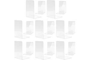 8 Pairs Clear Acrylic Bookends, MSDADA Book Ends for Shelves, Anti-Slip Book Organizer Book Holder Book Storage Bookshelf Decor for Bedroom Desktop School Library Office Supplies Books Shelf Dividers