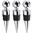 TKTTBD Bottle Stopper, 3pcs Metal Leak Proof Wine Stoppers Reusable Wine Corks Bottle Stopper for Gifts Bar Holiday Party Wedding, 9cm*2.1cm