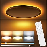 Oumida Ceiling Lamp 24W 2400LM Flat Adjustable Ceiling Light with Remote Control, Adjustable Night Light 1800K, IP44 Slim Liv