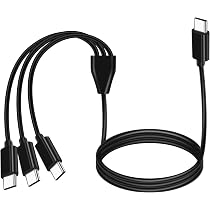 3-in-1 Ladekabel Von GELRHONR – USB-A Auf 3x USB-C, 3x1,2m, Nylon Geflochten, Für Handy & Mehr