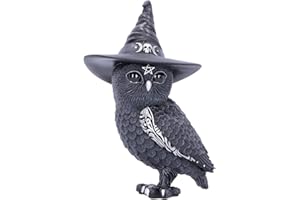 Nemesis Now Owlocen - Statuetta di gufo stregone con cappello da strega, colore nero, altezza 13,5 cm, in resina