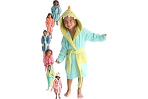 LEBENGOOD - Peignoir Filles Coton: Fille, Enfant - 100% Coton OEKO-TEX® - 2 Poches, Ceinture, Capuche, Peignoirs en peluche très doux avec broderies pour filles