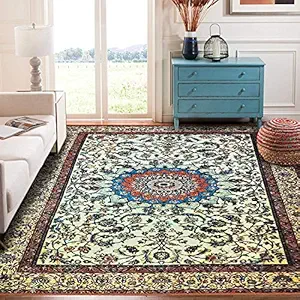 Status Interieur Printed Vintage Persian Home Floor Decor Carpet Rug Anti Skid Backing for Home, Living, Office, Rooms & Bedroom, Hallway (3 X 5 Feet)