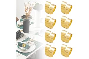 OTTYMO 8 Pcs Servilletero Dorado Anillos Porta Servilletas de Tela Servilleteros de Metal Elegantes y Bonito para Servilletas Papel Servilletas de Tela para Navidad Boda Fiesta, 4.5cm de Diámetro