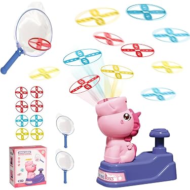 Jeu Extérieur Lanceur De Disques Volants Pour Enfants 3-10 Ans - Frisbee, 12m Portée, Filets Et Lunettes
