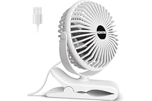 HONYIN Mini Ventilatore con Clip, Ventilatore da Tavolo USB con Forte Flusso d'Aria e Funzionamento Silenzioso, per Viaggi Casa Esterno Ufficio - USB Alimentato