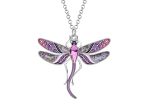 NEWEI Collar de libélula esmaltada con diamantes de imitación, bonito colgante de libélula, regalo para mujeres y niñas, Esmaltado, Diamantes de imitación