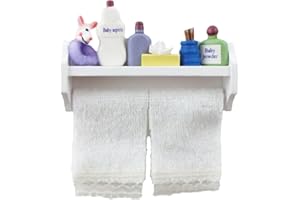 MELODY JANE DOLLS HOUSES Melody Jane Artículos de tocador para bebés y toallas blancas en el estante accesorio de baño en miniatura