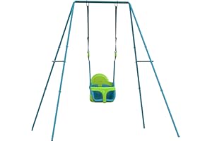 TP Toys 509 - Juego de 2 asientos de metal 2 en 1 de pequeño a alto, azul 2 en 1 | 6 meses más bajo, más de 3 años de altura completa para niños | Juguetes para exteriores y jardín | Marco de columpio