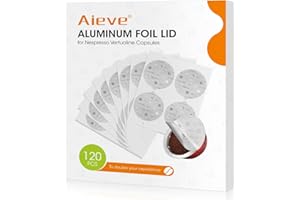 Aieve Aluminum Foil Seal Lids for Nespresso Vertuo Pods, Coffee Pod Foil Lids Compatible with Nespresso Vertuo Capsules Refillable Capsule (120Pcs)