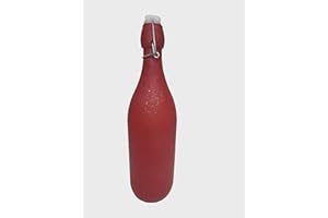 KWARE Bottiglie in vetro stile vintage da 1 litro, ideali per uso domestico o commerciale, da riempire con acqua, vino, liquore, olio, birra, grappa o cordiali (tappo oscillante rosso)