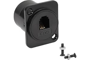 QIANRENON RJ11/RJ9 Panneau Montage Téléphone Adaptateur CAT3 RJ11 4P4C (RJ9 4P4C) Femelle à Femelle Connecteur Module, XLR Panneau/D Panneau Montage, pour IP téléphone, Vocal Service Casque