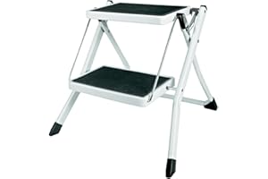 COGEX - Marchepieds escamotables, Marchepieds pour enfants - Marche pied pliable 2 marches, escabeau 2 marches - Marches antidérapantes, crochet de sécurité - Dimensions marches 30 x 20cm