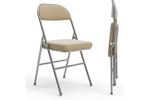 PIPIPOXER Lot de 2 chaises Pliantes en PU, Chaise de Bureau Pliante Peu encombrante pour la Maison au Bureau, Chaise d'invité rembourrée pouvant,Jaune