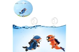 BKEYE 2PCS Floating Fish Decorations, Mini Aquarium Decor - Cute Little Diver, Betta Fish Accessories for All Kinds of Tanks