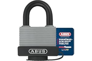 ABUS Kłódka 70AL/45 wykonana z litego aluminium – odporna na warunki atmosferyczne – z nasadką ochronną i osłoną z tworzywa sztucznego – zamknięcie 6401 – srebrna