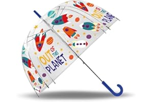 Desconocido Regenschirm, Glockenschirm 48 cm, Weltraum, Glockenschirm zum manuellen Öffnen. Durchmesser ca. 48cm, KL82153, Kids Licensing
