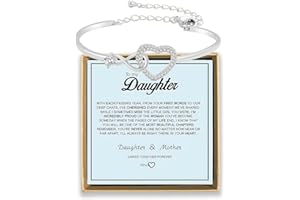 ARICHDUDE Infinity Forever Love Heart Bracelet for Daughter, Stainelss Steel Forever Connected Bracelet Christmas Birthday Graduation Jewelry Gifts to Daughter from Mum